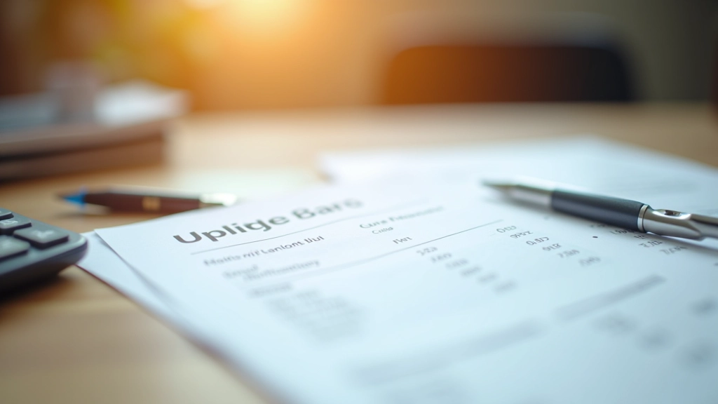 Schreibtisch mit Nebenkosten-Abrechnung, Taschenrechner und Notizen, Heizungsanlage im Hintergrund